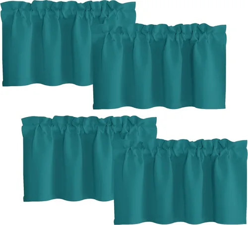 Vista 25 de NICETOWN Cenefa de cocina para ventanas, cortina corta con bolsillo para barra de estilo campestre con aislamiento térmico para sala de estar