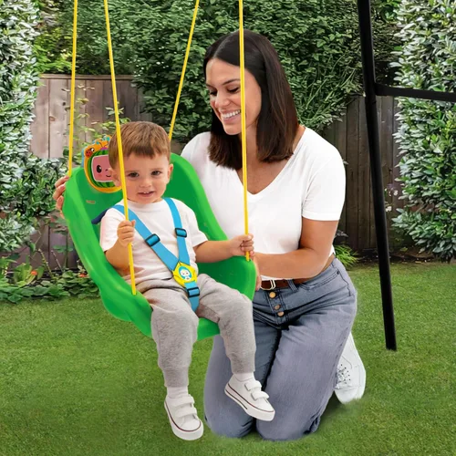 Vista 2 de CoComelon - Columpio para exteriores 2 en 1 de Delta Children - para bebés y niños pequeños - Asiento de cubo completo
