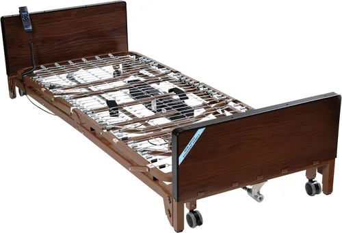 Vista 8 de Drive Medical Ultra Light Plus - Cama baja totalmente eléctrica, marrón, rieles completos y colchón de resortes interiores, 36 pulgadas
