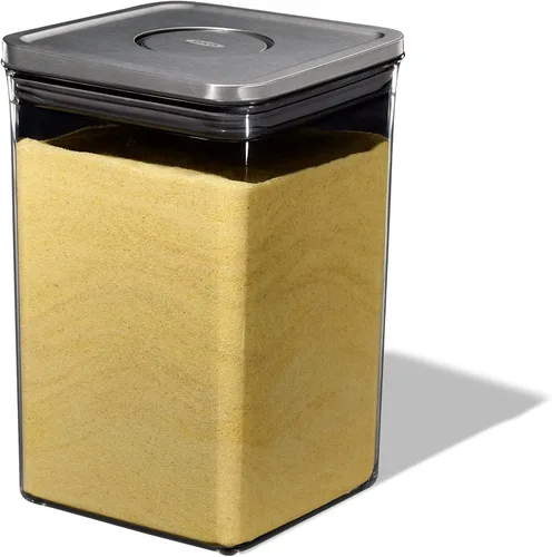 Vista 10 de Contenedor OXO Steel POP Caja Corta Cuadrada Grande - 2.6 L para Cereal, Granos y Más Gris