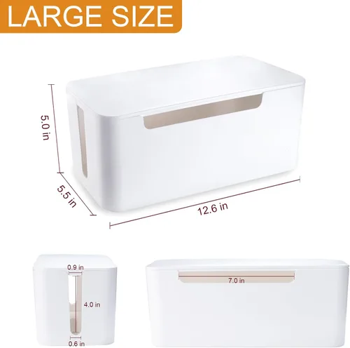 Vista 2 de Eichzer Caja de organización de cables, caja organizadora de cables de alta calidad para ocultar el protector de sobretensiones en el escritorio