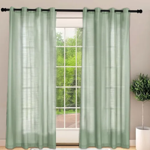 Vista 20 de Frelement Cortinas opacas extralargas de 108 pulgadas de largo, para sala de estar, cortinas de lino con bloqueo de luz, cortinas con aislamiento