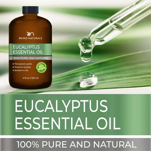 Vista 3 de Aceite esencial de eucalipto - Extra grande 4 onzas líquidas - 100% puro y natural – Aceite natural premium con gotero de vidrio