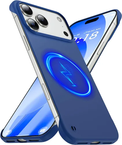 Vista 37 de GRECAZO - Funda magnética delgada sin marco para iPhone 17 Pro Max, color azul