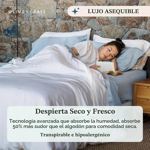 Vista 7 de Olive + Crate Tencel Lyocell - Juego de sábanas tamaño individual de eucalipto, juego de sábanas extralargas, sábanas de Tencel refrescantes