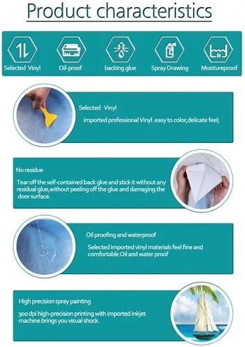 Vista 6 de FLFK Mural de puerta Adhesivo adhesivo para puerta, papel tapiz autoadhesivo extraíble para puerta de océano, para decoración del hogar, 30.3
