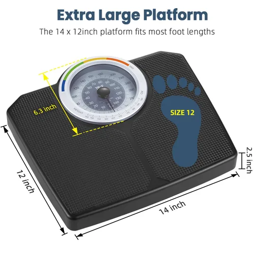 Vista 6 de TIPRE Báscula analógica para peso corporal, báscula de baño mecánica, báscula analógica para peso corporal, 330.7 lbs/330 libras, escala de esfera