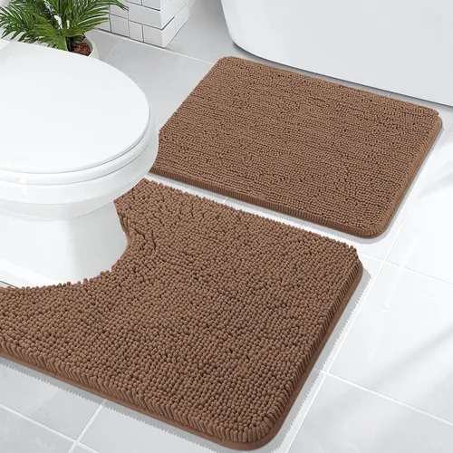Vista 55 de OLANLY Juego de 2 alfombras de baño de felpilla suave y absorbente, antideslizantes, de secado rápido, lavables a máquina, accesorios de decoración