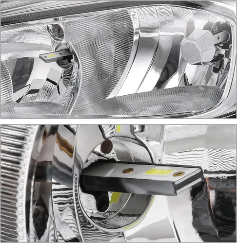 Vista 9 de M-AUTO Conjunto de faros delanteros con 4 bombillas LED premontadas de 6000 K compatibles con Ford Focus 2015-2017, carcasa cromada estilo OE, lente