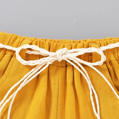 Vista 7 de YOUNGER TREE - Conjunto de camiseta y pantalones cortos de lino con cinturón, diseño de sandía