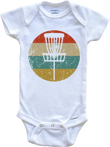 Really Awesome Shirts Disc Golf Vintage Retro Disco Golf Cesta Círculo Icono Una Pieza Bebé Body