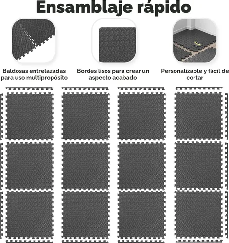 Vista 6 de Tapete de gimnasio en casa, tapete de ejercicio de rompecabezas, baldosas de espuma EVA entrelazadas para equipos de entrenamiento en casa y áreas