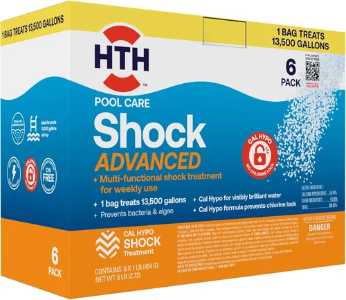 Vista 12 de HTH 52030B - Tratamiento para piscinas Shock, clorador para piscinas que aumenta los niveles de cloro, fórmula Cal Hypo, 13.3 oz (paquete de 6)