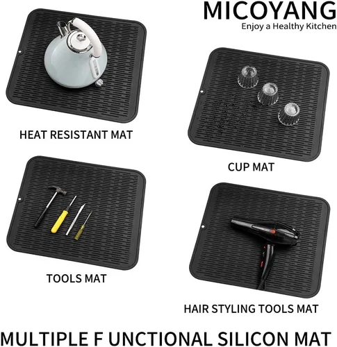 Vista 680 de MicoYang Alfombrilla de Silicona para Secar Platos de Múltiples Usos, Fácil de Limpiar, Ecológica, Alfombrilla de Silicona Resistente al Calor