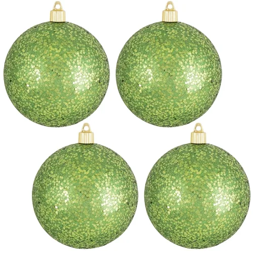 Vista 81 de Christmas By Krebs 6" (150mm) Purpurina Verde Esmeralda [2 Piezas] Esfera Extra Grande Sólida Super Grande de Plástico para Exteriores, Resistente