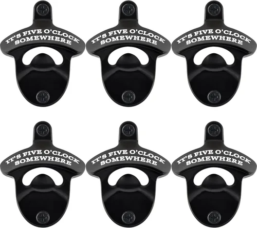 Vista 8 de Abridor de cerveza de montaje en pared, con rosca IT'S FIVE O'CLOCK SOMEWHERE, abrebotellas de bronce antiguo, para regalos