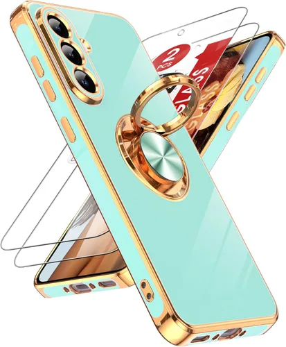 Vista 37 de LeYi Funda para teléfono Galaxy A12: con protector de pantalla de vidrio templado [paquete de 2] Soporte de anillo giratorio de 360°, soporte Rosa
