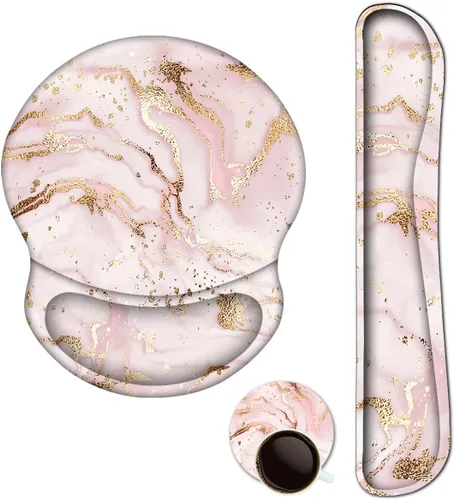 Vista 16 de ArtSo Alfombrilla de mouse para teclado y reposamuñecas, ergonómica, cojín mejorado, almohadilla de gel de espuma viscoelástica, base de goma