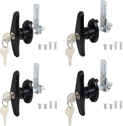 Vista 14 de Leva de acero con mango en T, leva de bloqueo para uso con cerraduras de mango en T, 2 piezas (izquierda y derecha)