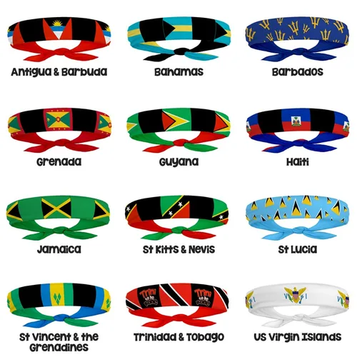 Vista 6 de Diadema de bandera de San Cristóbal para carnaval, fitness, bandana para hombre y mujer