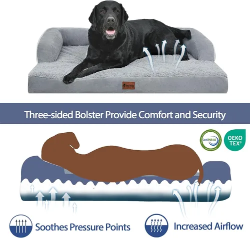 Vista 2 de Cama ortopédica lavable para perros extra grandes, 45 x 35 Gris