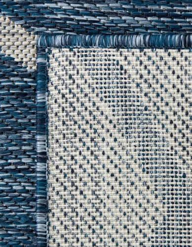 Vista 9 de Rugs.com Outdoor Botanical Collection - Alfombra de tejido plano azul de 2 x 6 pies, perfecta para pasillos y entradas