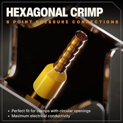 Vista 3 de BAURIX Kit de herramientas de prensado de virola AWG 23-10 - Herramienta de prensado de alambre hexagonal para casquillos de extremo de cable