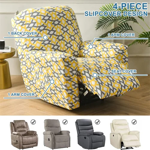 Vista 5 de Eco-Ancheng Fundas reclinables Lazyboy de 4 piezas, fundas para sofá reclinable, fundas antideslizantes para sillas reclinables, con bolsillos