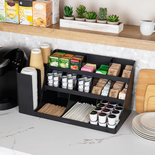 Vista 2 de Mind Reader "Pioneer breakroom Organizador 11 Compartimiento condimento Soporte, color negro, 14 compartimentos - extra grande, Negro