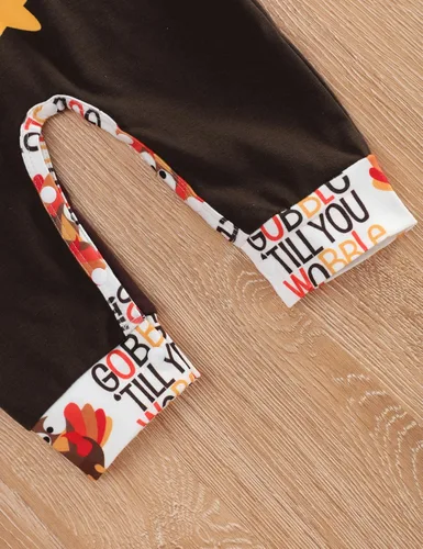 Vista 5 de Conjunto de ropa de Acción de Gracias para bebé niño, mi primer día de Thurkey con capucha para bebé niño, conjunto de ropa de Acción de Gracias