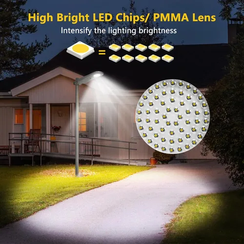 Vista 2 de Farolas solares impermeables para exteriores, iluminación de patio al aire libre del atardecer al amanecer con sensor de movimiento, control remoto