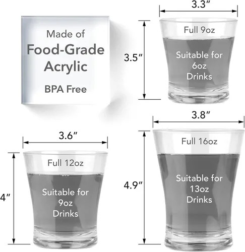 Vista 6 de Arora Juego de 6 vasos de plástico transparente (16 onzas) y juego de 6 (9 onzas), vasos de agua reutilizables de acrílico, sin BPA, para fiestas