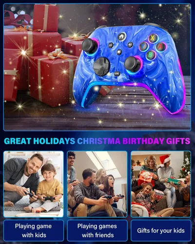 Vista 8 de Wireless Switch Controllers for Nintendo Switch/Lite/OLED/Switch 2, 1200mAh Rechargeable Pro Controller, 10 Colors LED Light up, Switch Turbo Remote