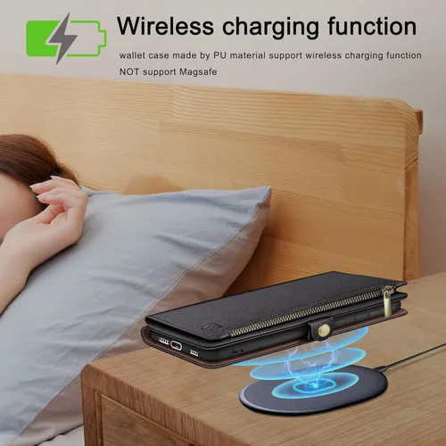 Vista 4 de XcaseBar for Samsung Galaxy S23 5G Wallet case with Zipper Credit Card Holder【RFID Blocking】, Flip Folio Book PU Leather Phone case Shockproof Cover