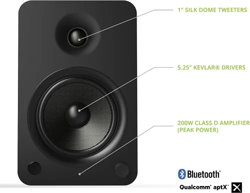 Vista 2 de Kanto YU6MB Powered Bookshelf Speakers with Bluetooth and Phono Preamp Pair Matte Black Negro mate