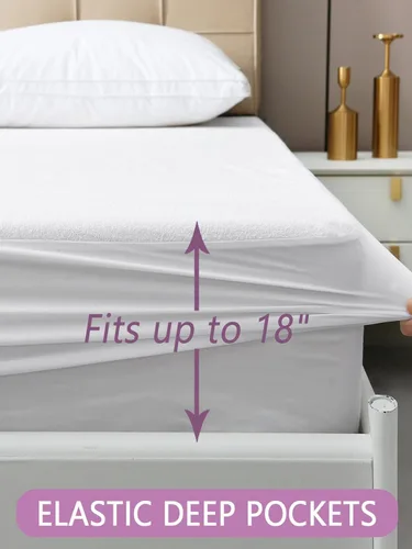 Vista 2 de Protector de colchón impermeable tamaño individual, paquete de 2, funda protectora de entrenamiento para la humedad de la cama de los niños, sábana