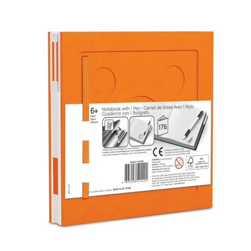 Vista 3 de LEGO Stationery - Cuaderno de bloqueo con bolígrafo de gel, color naranja