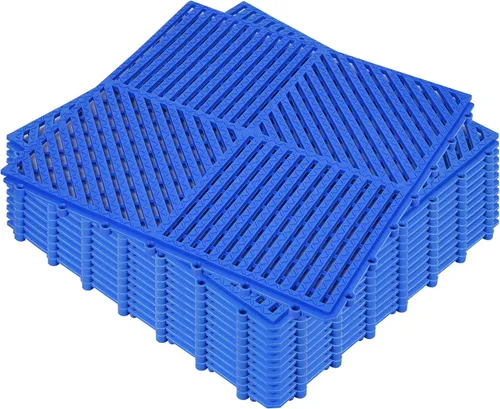 Vista 32 de ToLanbbt Cojín modular entrelazado 8P de 11.8 x 11.8 pulgadas, agujeros de drenaje de goma entrelazados antideslizantes para cubierta, ducha