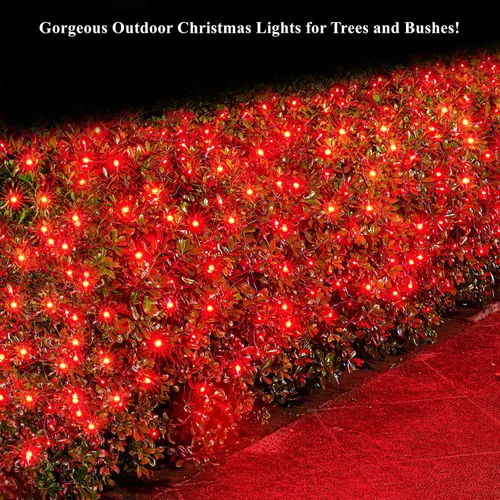Vista 5 de Red de luces LED de Navidad para exteriores, 160 luces LED de 4 x 7 pies, luces de red de malla conectables para interiores y exteriores