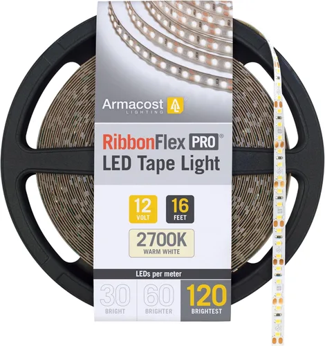 Armacost Lighting RibbonFlex Pro 133230 - Tira de luces LED blancas de 12 V, 120 LED/m, 2700K, 16.4 pies