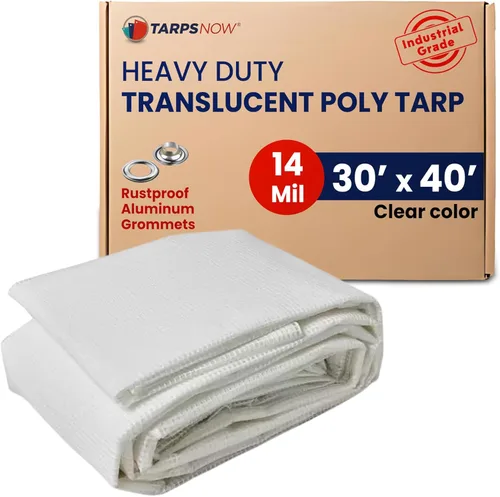 Vista 31 de Tarps Now - Lona de polietileno translúcida de 6 x 8 pies, cubierta impermeable resistente de 14 milésimas de pulgada de pulgada de diámetro, lona
