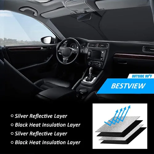 Vista 7 de Bestview Parasol para parabrisas para Ford Escape 2020-2025, ajuste personalizado, protector de parasol para ventana delantera, bloquea los rayos UV