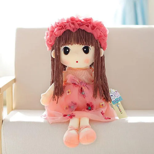 Vista 2 de ikasus Muñeca de bebé suave con ropa, muñeca de trapo Kawaii de 17.7 pulgadas, muñeca de peluche con falda de sombrero, juguete de princesa hecho a