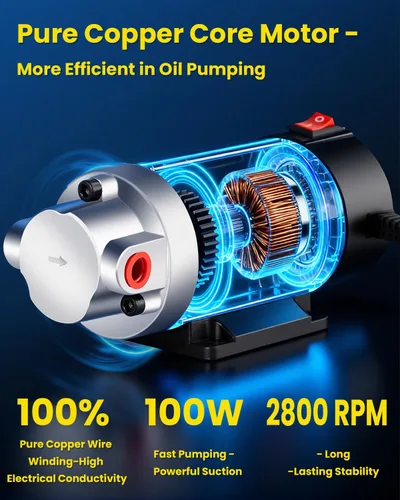 Vista 2 de Bomba eléctrica de cambio de aceite de 12 V 100 W, extractor de fluidos multiusos y bomba de transferencia para aceite de motor, líquido