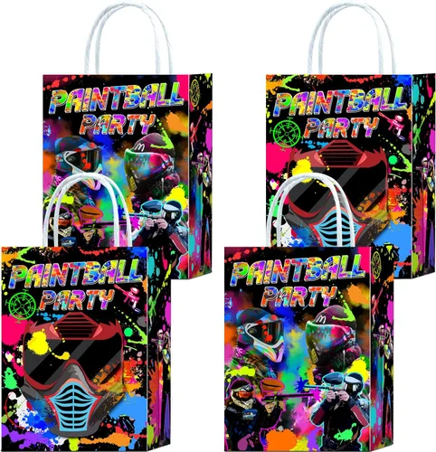Tyndallrays Bolsas de paintball de 16 piezas con asas, suministros para fiesta de cumpleaños, aperitivos de regalo, dulces, recuerdos de fiesta para
