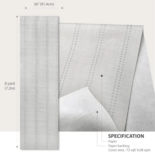 Vista 7 de Ansehan HA4001 - Revestimiento de pared hecho a mano con rayas de 36 pulgadas de ancho x 8 yardas de largo, texturizado, moderno, no prepegado, Gris