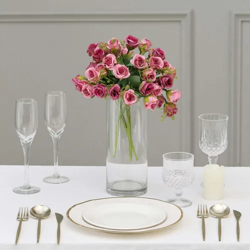 Vista 5 de Efavormart - Paquete de 2 ramos de rosas artificiales abiertas de 12 pulgadas, arreglos florales sintéticos pequeños