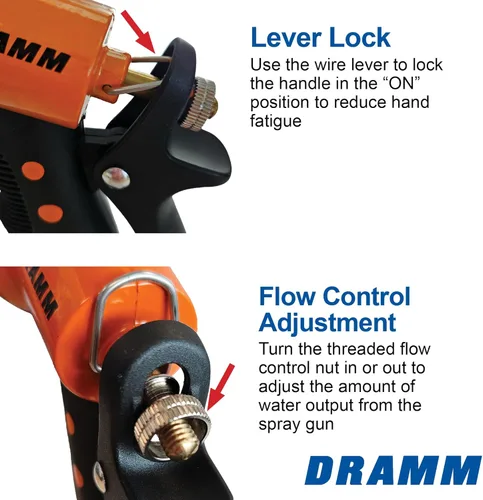 Vista 5 de Dramm® Revolver Boquilla de Manguera de Jardín de Servicio Pesado de 9 Patrones – Pistola Pulverizadora de Metal Ajustable con Control de Flujo