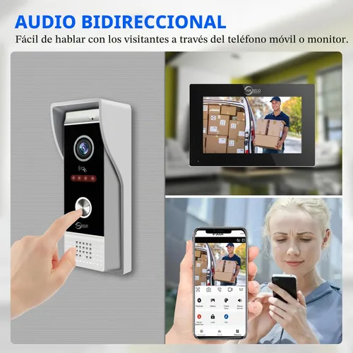Vista 4 de ANJIELO SMART Timbre de video con cable con monitor interior, sistema de portero de video, cámara de entrada de puerta cableada con audio