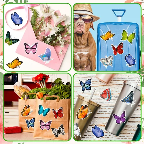 Vista 7 de 1600 calcomanías en rollo de mariposa, 16 estilos de calcomanías de mariposa para niños, impermeables y a prueba de sol 3D para fiestas, paredes
